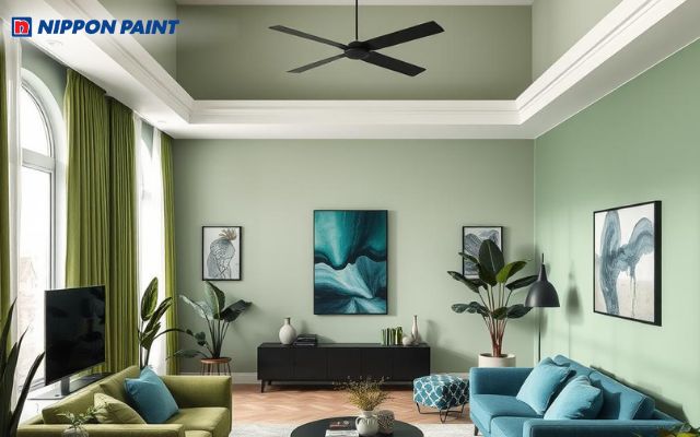 Không gian nội thất xanh lam hiện đại