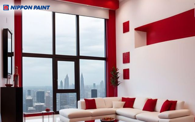 Không gian tinh tế từ những chi tiết màu đỏ rực rỡ