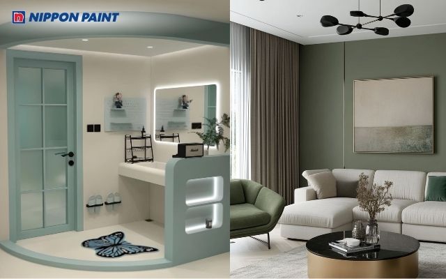 Xanh lục kết hợp xanh dương, hài hòa cho không gian sống