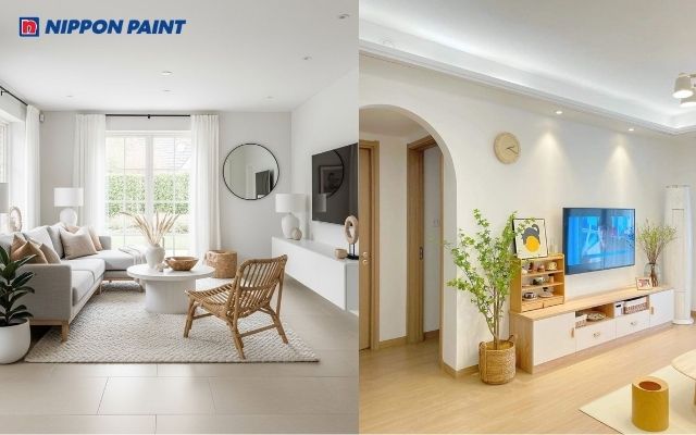 Trắng phối vàng champagne, hiện đại và tinh tế