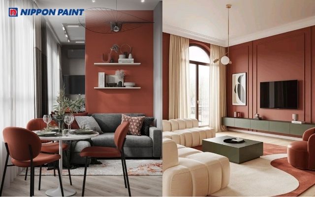 Đỏ đất phối be sáng, ấm mà hài hòa