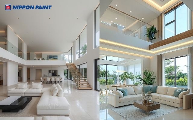 Phối xám ghi nhạt – trắng mang lại vẻ sang trọng và gọn gàng