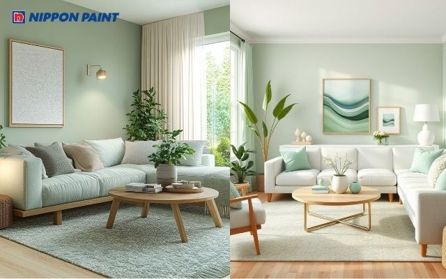 Màu sơn xanh lá mạ mang đến cảm giác tươi mới, mát mẻ