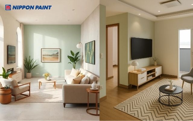 Xanh olive phối màu be sáng, tự nhiên và tinh tế