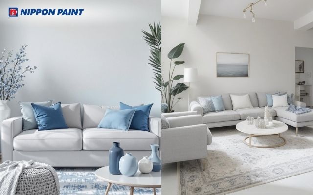 Xanh dương nhạt kết hợp trắng, cảm giác thoáng đãng