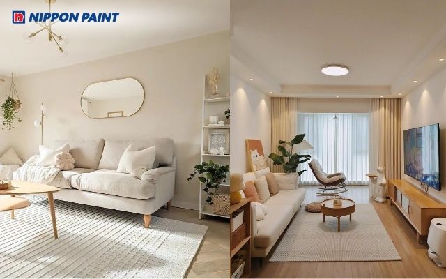 Vàng đất kết hợp trắng kem, nhẹ nhàng và tươi sáng