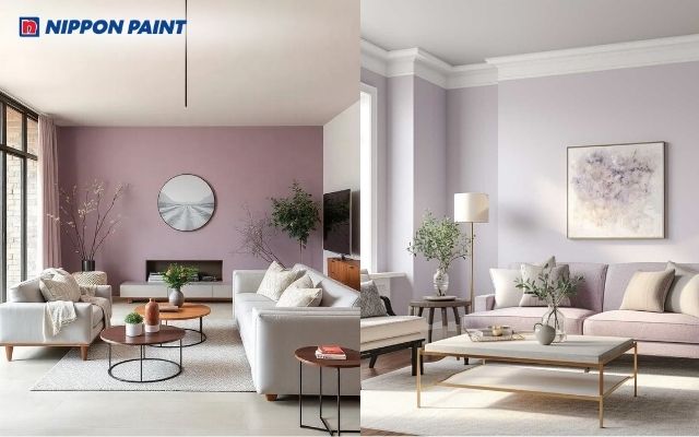 Phối tím nhạt cùng xám sáng, nhẹ nhàng tinh tế