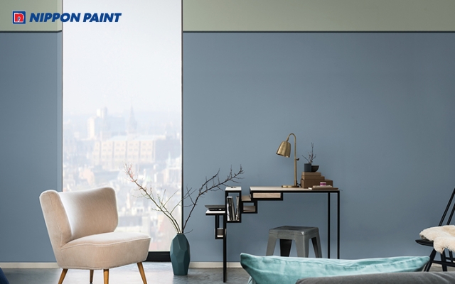 Không gian làm việc màu Trắng, xám tạo sự tập trung và điểm xuyến nội thất màu xanh biển