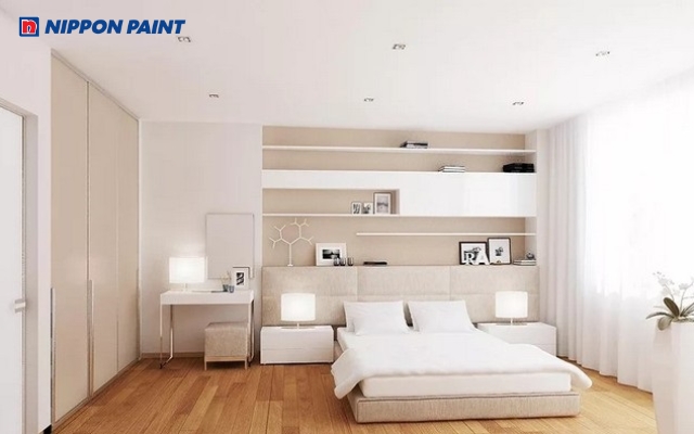 Phòng ngủ màu be nhạt tạo không gian nghỉ ngơi thoải mái, giàu năng lượng