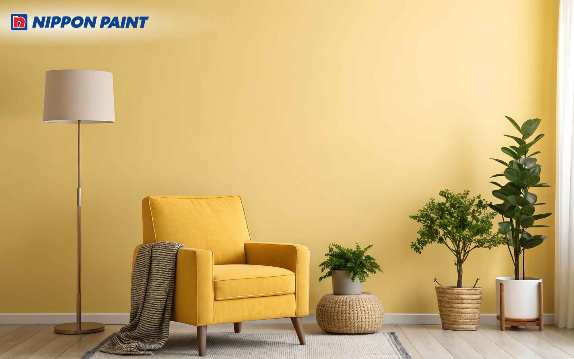 Tường sơn màu vàng kem tạo cảm giác ấm cúng và thân thiện