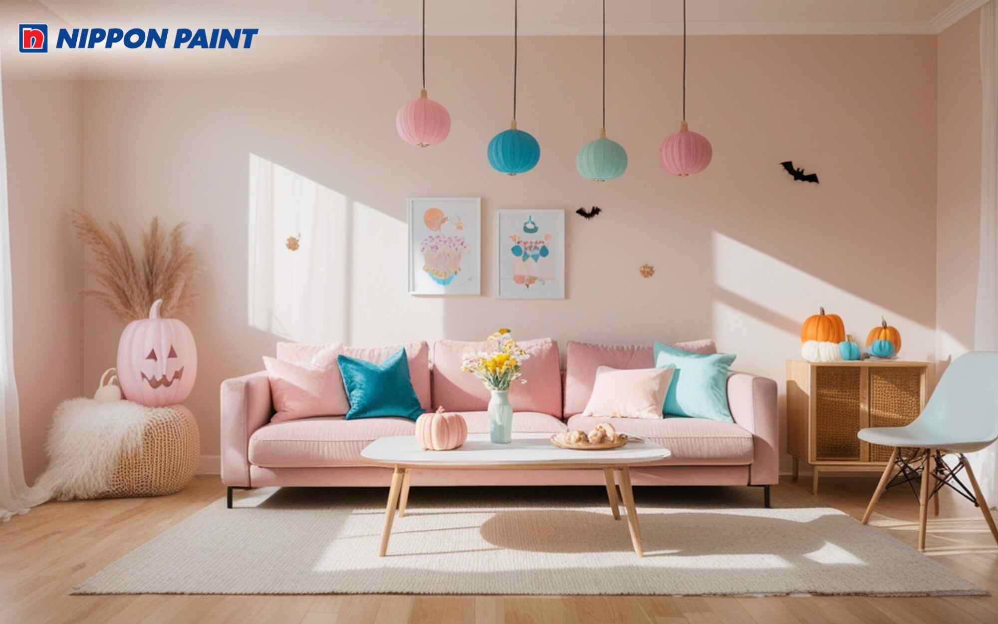 Tường sơn màu hồng pastel tạo cảm giác trẻ trung, mềm mại và tinh tế