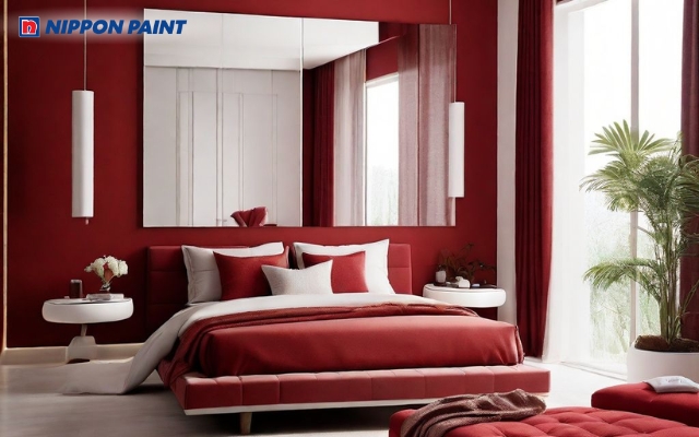 Mẫu phòng ngủ tông đỏ dành cho gia chủ mệnh Hỏa