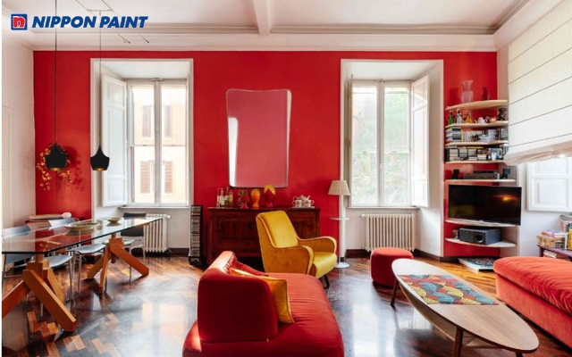 Không gian nhà ở sử dụng tông đỏ cam phù hợp tuổi Tý mệnh Hỏa