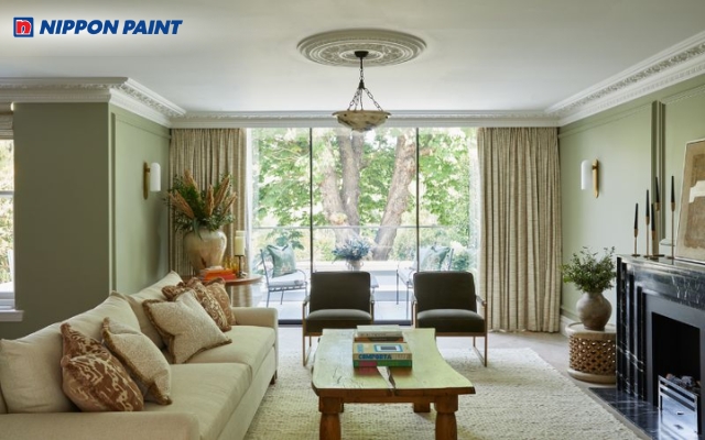 Không gian nhà ở sử dụng màu sơn xanh lá hợp tuổi Tý mệnh Mộc