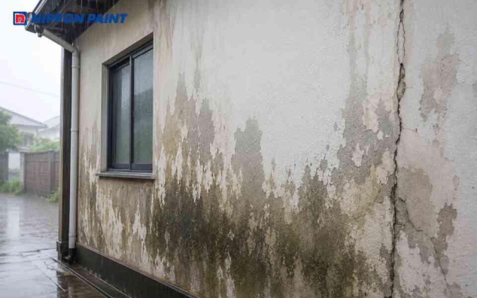Tường nhà bị thấm nước do thời tiết khắc nghiệt, mưa lớn kéo dài