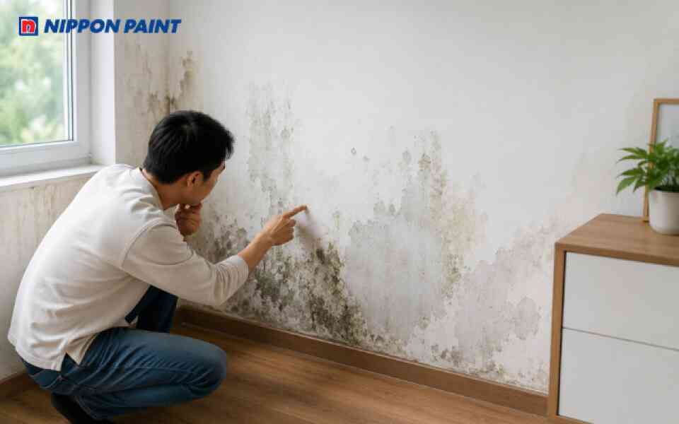 Tường nhà dần xuất hiện các vết ố chính là dấu hiệu cho thấy tường đang bị thấm nước