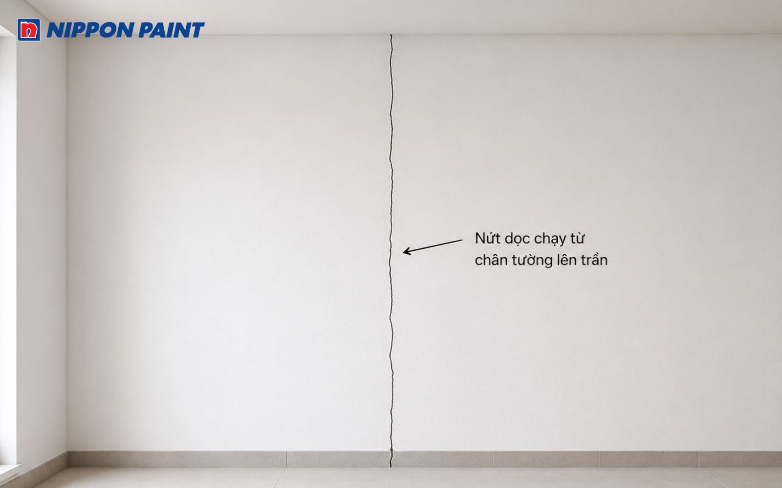 Nứt dọc chạy từ chân tường lên trần