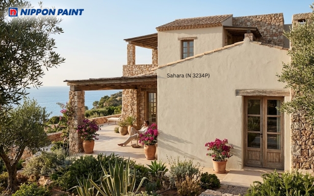 Villa phong cách Địa Trung Hải phối màu be cát Sahara (N 3234P) mang đến vẻ đẹp mộc mạc