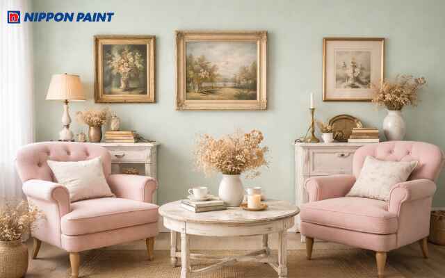 Sự kết hợp màu sắc đầy nghệ thuật và đậm chất Vintage cho phòng khách