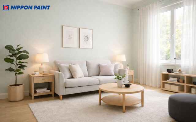 Sự cân bằng giữa hai tông màu xanh mint và xám tạo nét tươi mới và sự trầm ổn