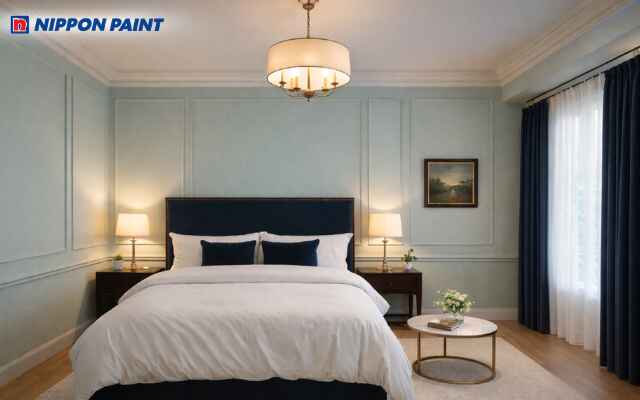 Sự kết hợp màu sắc tạo không gian nghệ thuật cho phòng ngủ