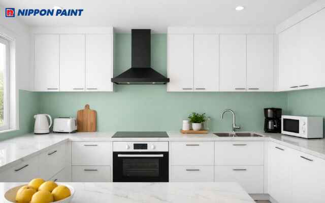 Tạo cảm giác sạch sẽ và tươi mới cho khu vực nấu nướng gia đình