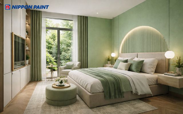 Tông xanh dịu phù hợp với gia chủ mệnh Mộc yêu sự cân bằng và thư giãn