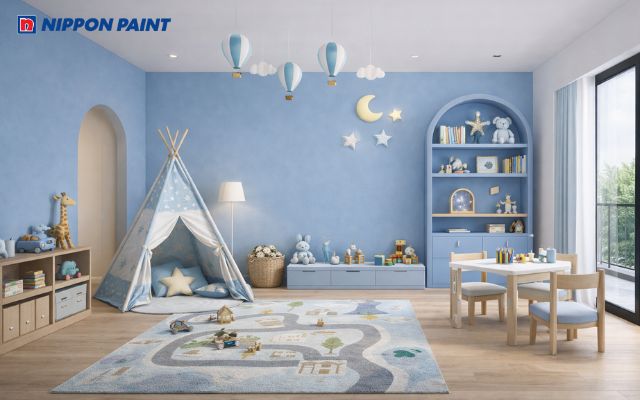 Không gian phủ xanh dương nhạt mang lại sự dễ chịu cho sinh hoạt hằng ngày