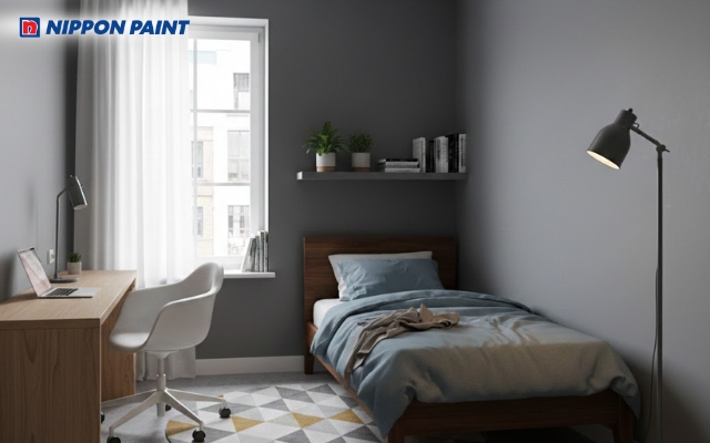 Sơn tường phòng trọ màu xám mang đến cảm giác gọn gàng, hiện đại và dễ phối nội thất