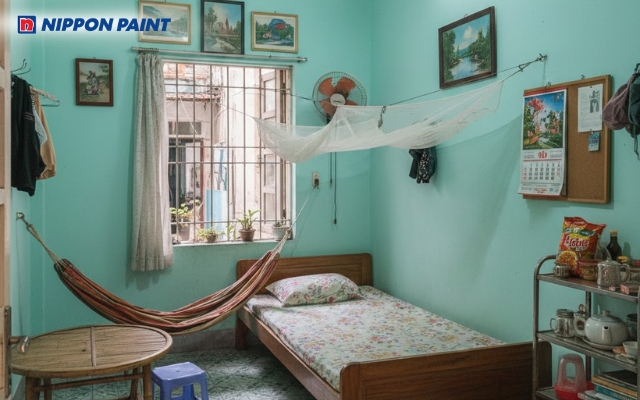 Sơn tường xanh ngọc mang lại cảm giác thư thái mỗi ngày