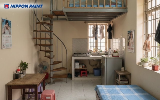 Màu sơn be nhẹ nhàng tạo cảm giác ấm áp mà vẫn tinh tế