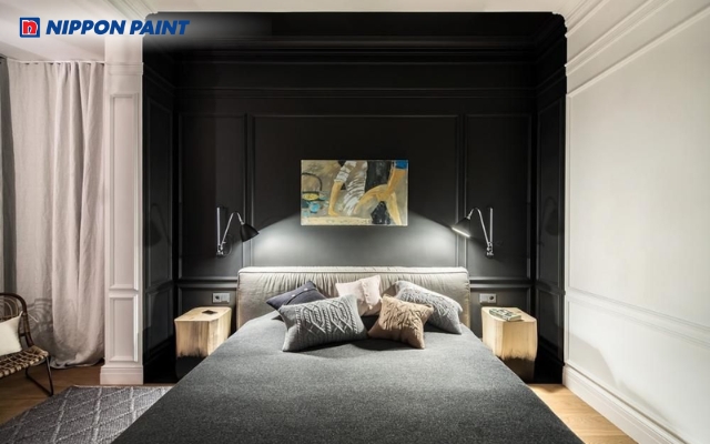 Phối màu đen trắng thời thượng cho không gian phòng ngủ