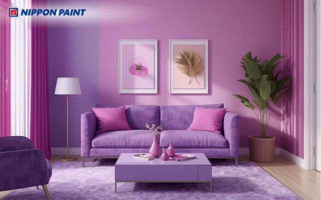 Tím và hồng tạo nên không gian lãng mạn, mang đến cảm giác thư thái, dễ chịu