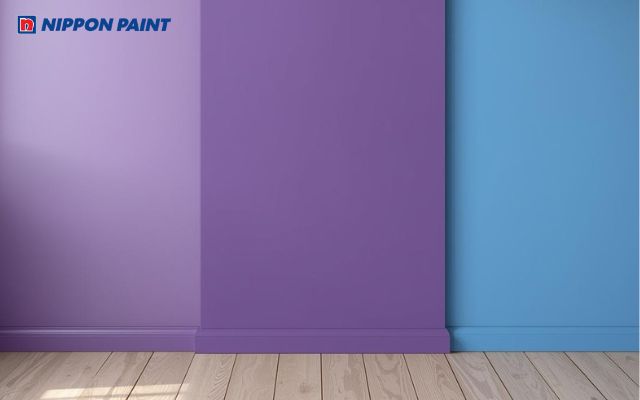 Tím phối cùng xanh dương mang lại cảm giác mát mẻ, yên tĩnh và thư giãn cho không gian sống