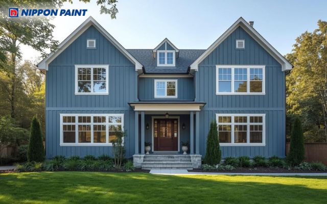 Màu xanh dương mang lại cảm giác mát mẻ, bình yên và vững chãi cho ngôi nhà