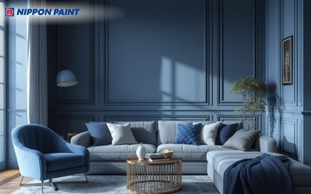 Sử dụng nhiều sắc độ xanh dương giúp không gian liền mạch và có chiều sâu