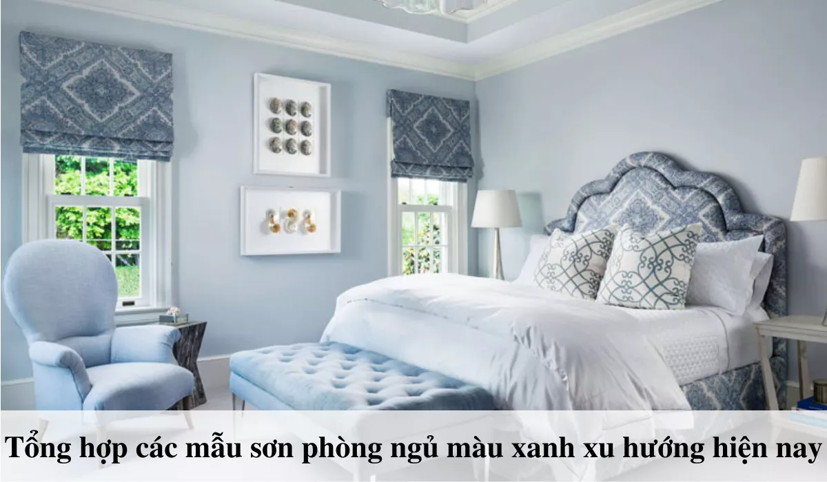 sơn phòng ngủ màu xanh