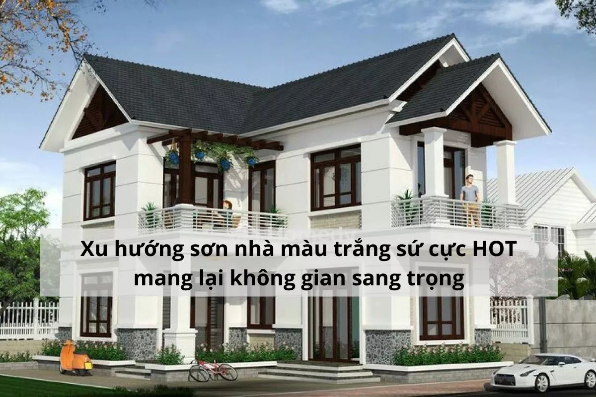 phòng khách sơn màu trắng sứ