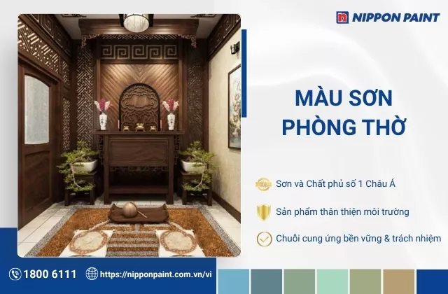 20 mẫu màu sơn phòng thờ ấm cúng, hợp phong thủy