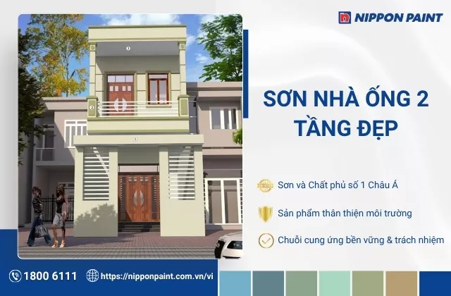 15 mẫu sơn nhà ống 2 tầng đẹp, nâng tầm không gian sống