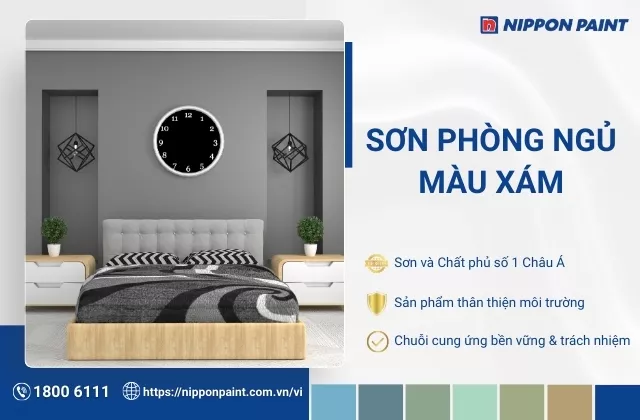 45 mẫu sơn phòng ngủ màu xám hiện đại và tinh tế