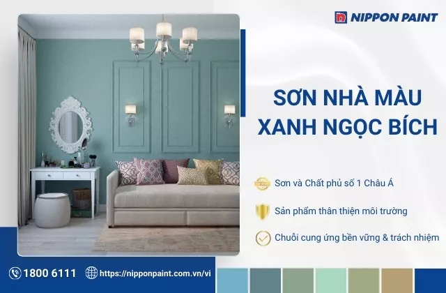 27 mẫu sơn nhà màu xanh ngọc bích sang trọng và hiện đại