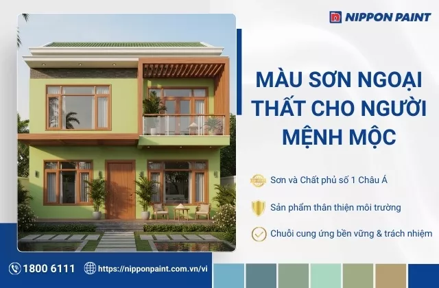 Màu sơn ngoại thất cho người mệnh Mộc thuận phong thuỷ, đón tài lộc