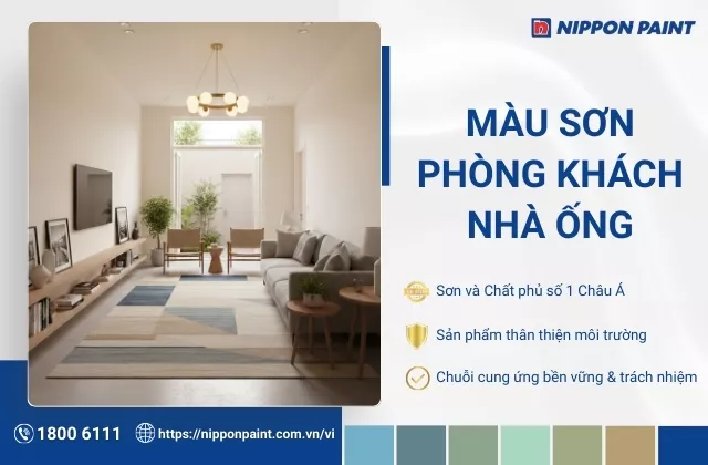 Top 10 mẫu màu sơn phòng khách nhà ống ấn tượng
