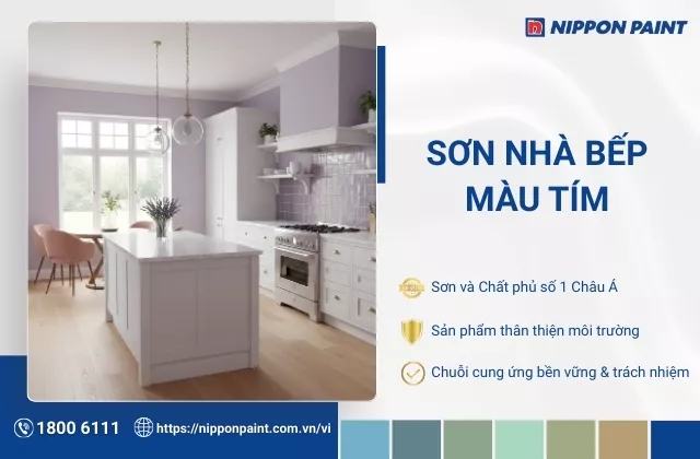 Bí kíp sơn nhà bếp màu tím lãng mạn mà không “sến”