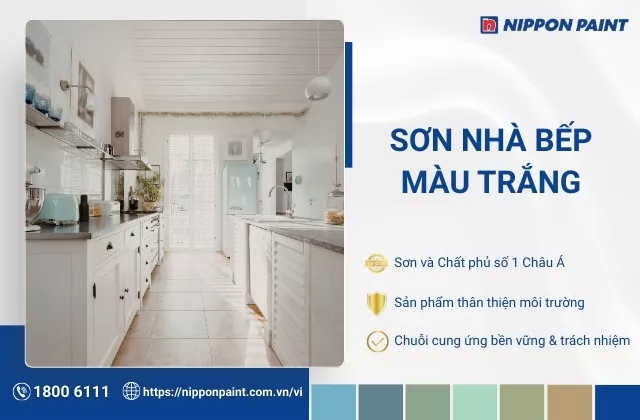 Top 10 mẫu sơn nhà bếp màu trắng cực sang trọng và ấm cúng