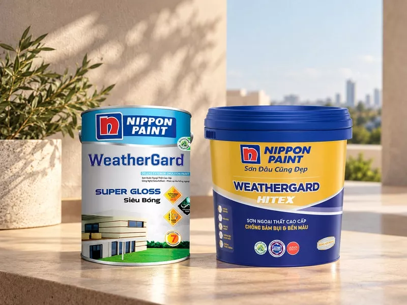 Sơn ngoại thất bảo vệ tường nhà trước nắng mưa – các thùng sơn chống thấm, bền màu